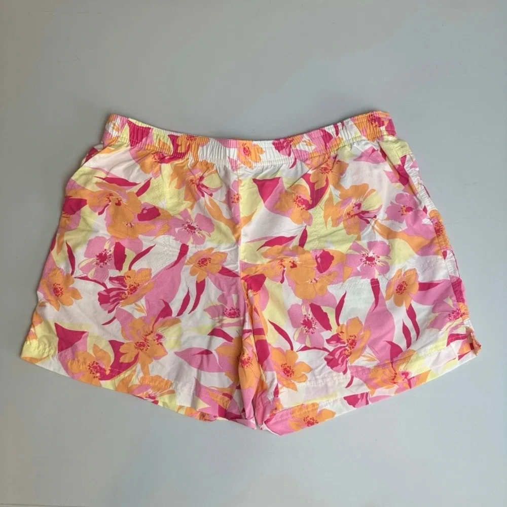 Columbia Womens Floral Shorts Pink Orange Tropical Outdoor Summer AL1418‎ Size M
